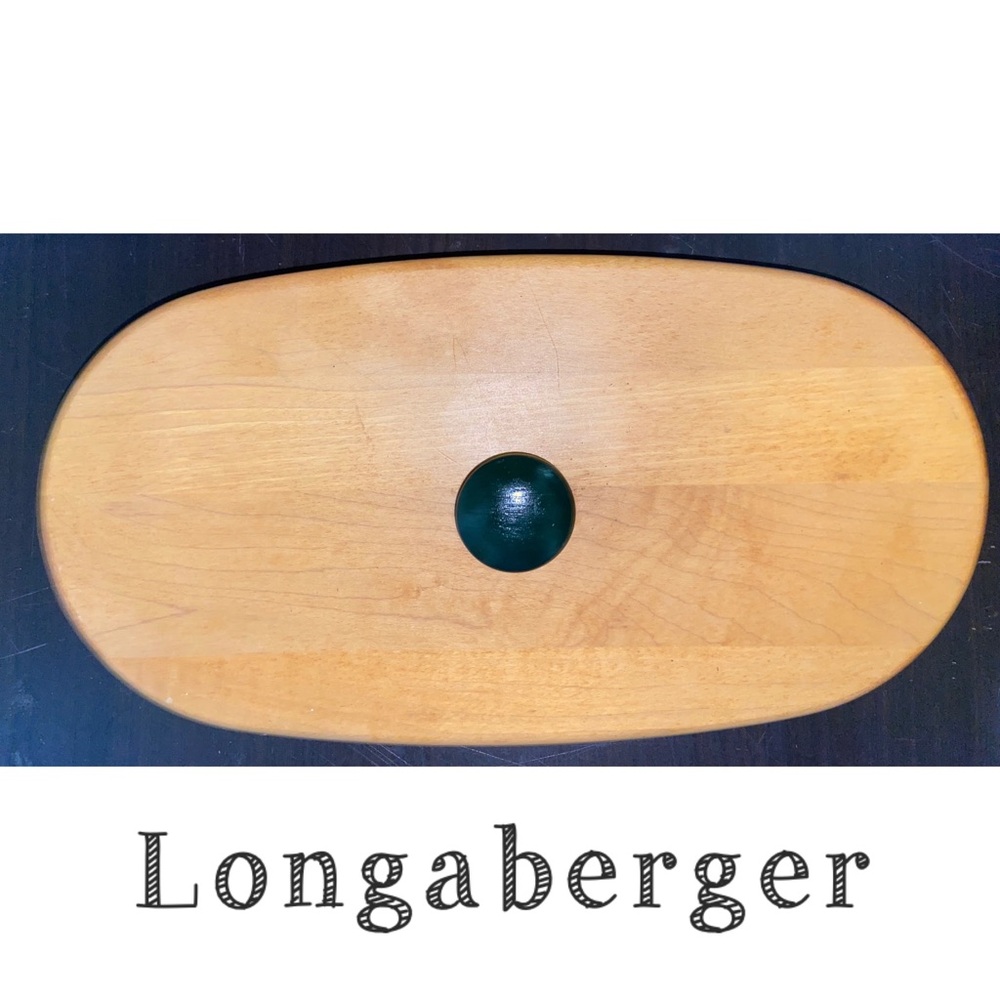 Longaberger Traditions Fellowship Basket WoodCrafts Lid #55930 Green Knob-EUC